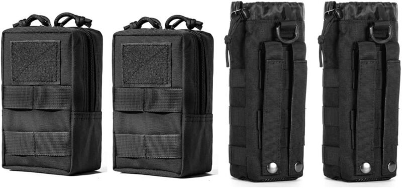 4 Pack Tactical Pouches, Molle Pouches for Backpacks, Molle Water Bottle Pouch, Backpack Attachments