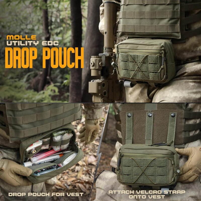 WYNEX Tactical Molle Admin Dump Pouch, Molle Pouches for Vest Utility EDC Pouch Bag Dual-Purpose Sub Abdominal Dangler Drop Pouch with Molle Loop Back Strap