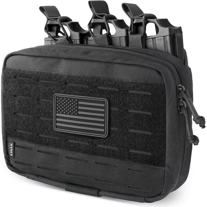 WYNEX Molle Mag Pouch,Tactical Molle Admin Pouch of Laser Cut, Triple Magazine Pouch with Molle Utility Pouch for AR M4 M16 Mag, Tactical Medical EMT EDC Pouch