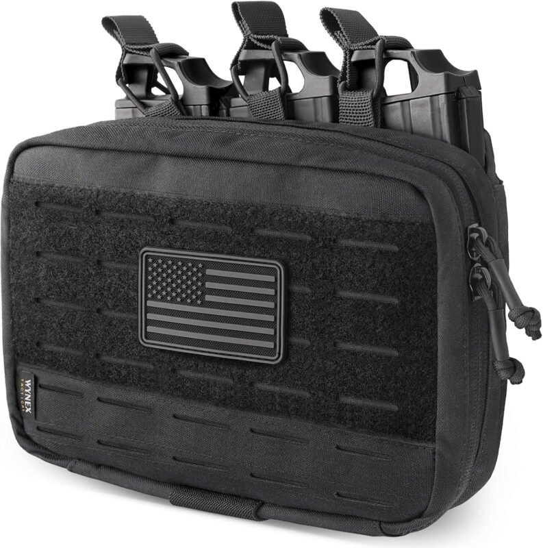 WYNEX Molle Mag Pouch,Tactical Molle Admin Pouch of Laser Cut, Triple Magazine Pouch with Molle Utility Pouch for AR M4 M16 Mag, Tactical Medical EMT EDC Pouch