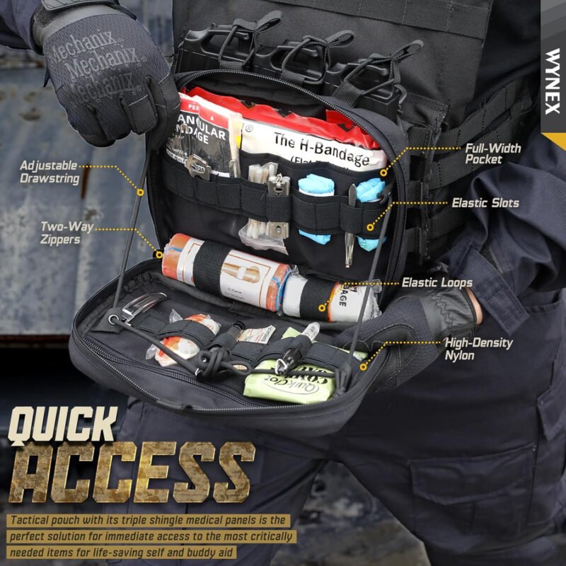 WYNEX Molle Mag Pouch,Tactical Molle Admin Pouch of Laser Cut, Triple Magazine Pouch with Molle Utility Pouch for AR M4 M16 Mag, Tactical Medical EMT EDC Pouch