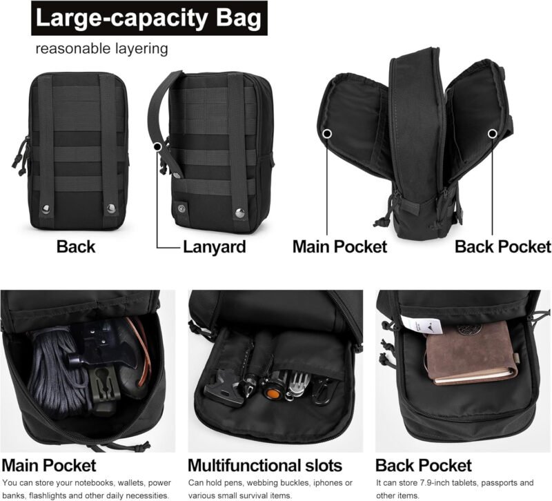Mardingtop Molle Tactical Utility Pouch, EDC Admin Pouch Bag, Molle Attachment Military Modular Attachment
