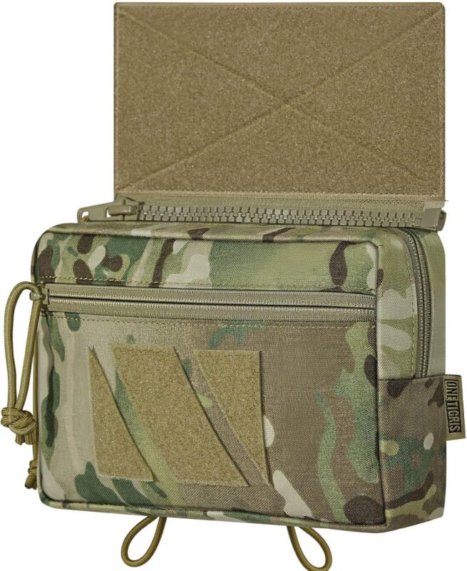 OneTigris Tactical Drop Pouch, Dangler Pouch PLUS1S Admin Pouch Tactical Tool Pouch with Hook and Loop Panel for Tactical Vest Chest Rig Plate Carrier Tactical Gear