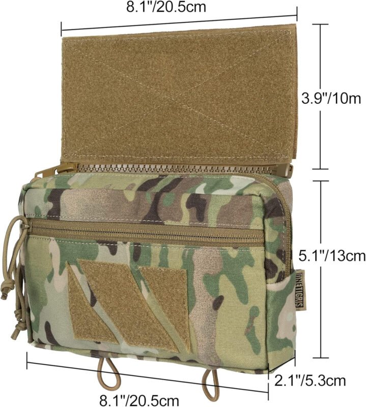 OneTigris Tactical Drop Pouch, Dangler Pouch PLUS1S Admin Pouch Tactical Tool Pouch with Hook and Loop Panel for Tactical Vest Chest Rig Plate Carrier Tactical Gear
