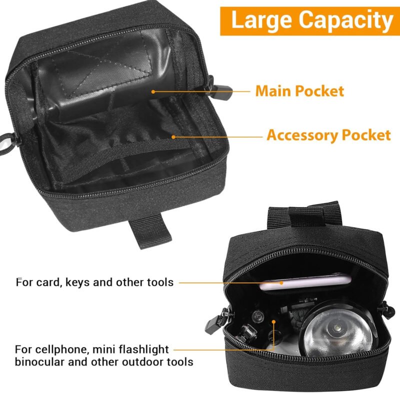 FUNANASUN 2 Pack Molle Pouches Tactical Pouch Small Molle Pouch Compact Water-Resistant EDC Pouch Molle Bag