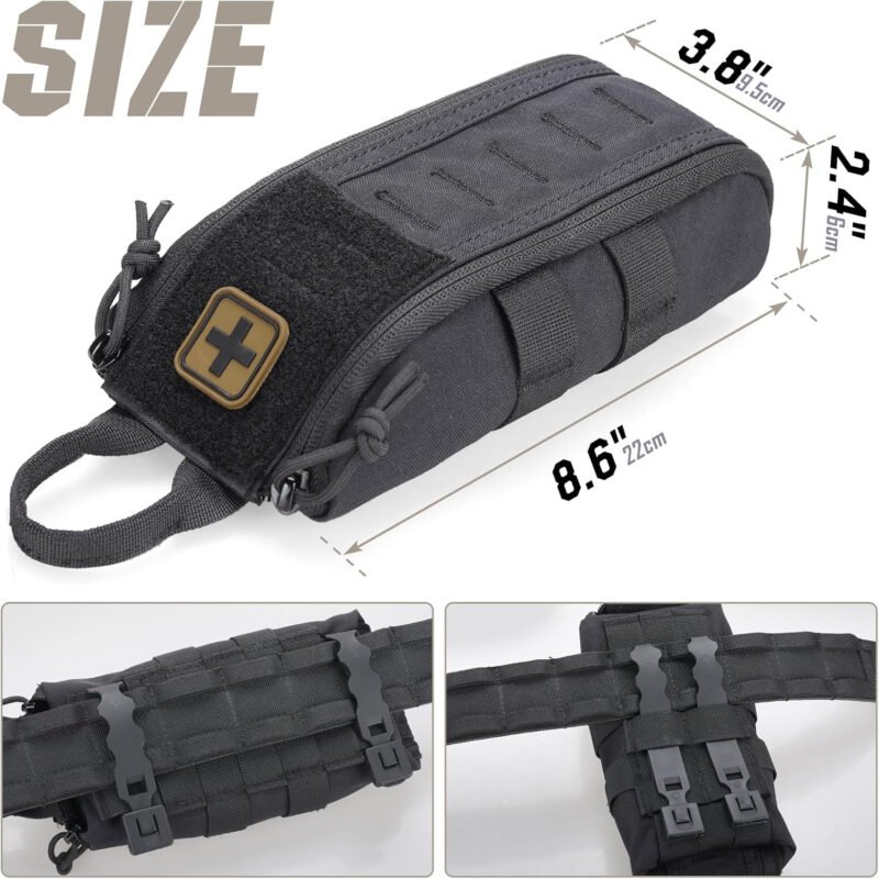 Molle First Aid IFAK Pouch, Medical Bag Molle Medical Pouch Tactical Medical EMT Kit Empty Molle Med Kit Quick Release Handle Small Portable Everyday Carry Survival Bag with Cross Patch