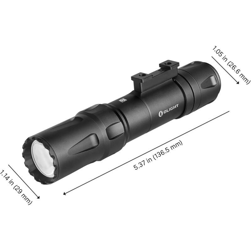 OLIGHT Odin 2000 Lumens Picatinny Rail Mounted Rechargeable Tactical Flashlight with Remote Pressure Switch, 300 Meters Beam Distance, Powered by Battery(Black)