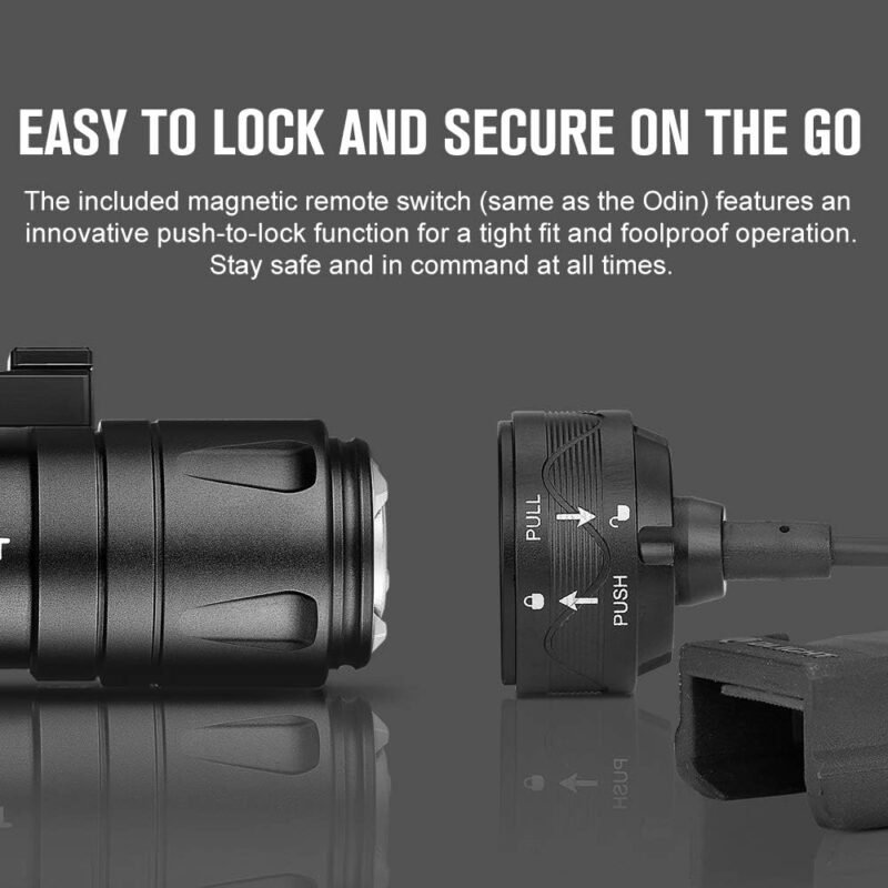 OLIGHT Odin Mini 1250 Lumens Ultra Compact Rechargeable Mlok-Mount Weaponlight, Removable Slide Rail Mount and Remote Switch, 240 Meters Beam Distance, Mlok Included