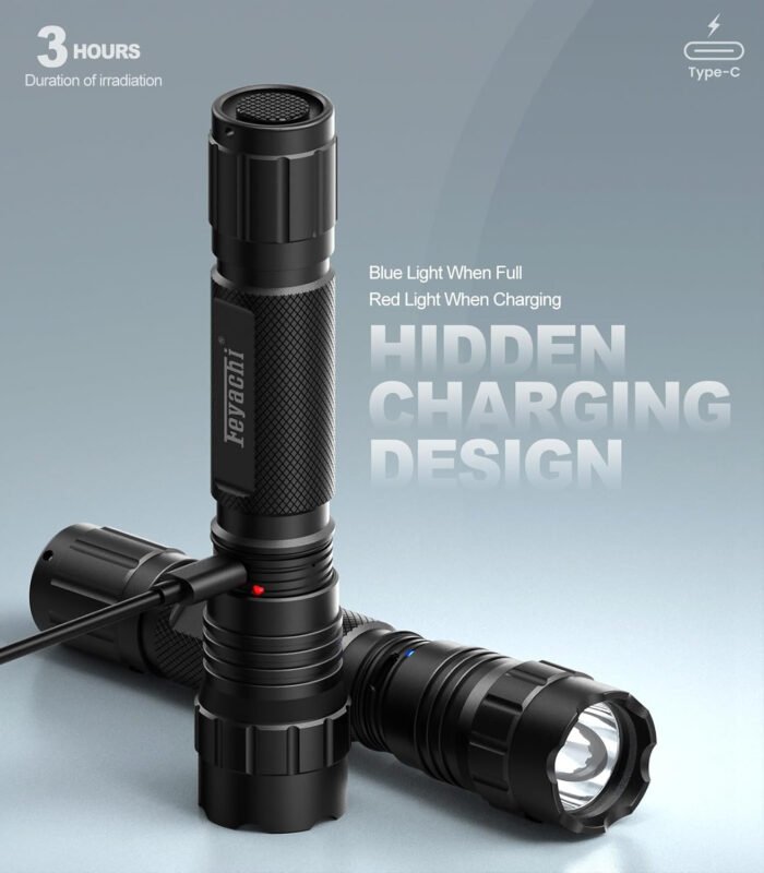 Feyachi 1500 Lumen LED Tactical Flashlight IPX7 Rating Rechargeable 4 Modes Weapon Light Picatinny Rail Flashlight Included with Pressure Switch