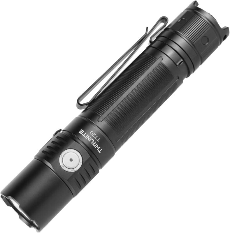 ThruNite TT20 Tactical Dual Switch LED Flashlight, High 2010 Lumens, Long 305 Meters Beam Distance, USB-C Rechargeable Flashlight Compact for Hunting, Hiking – Black CW