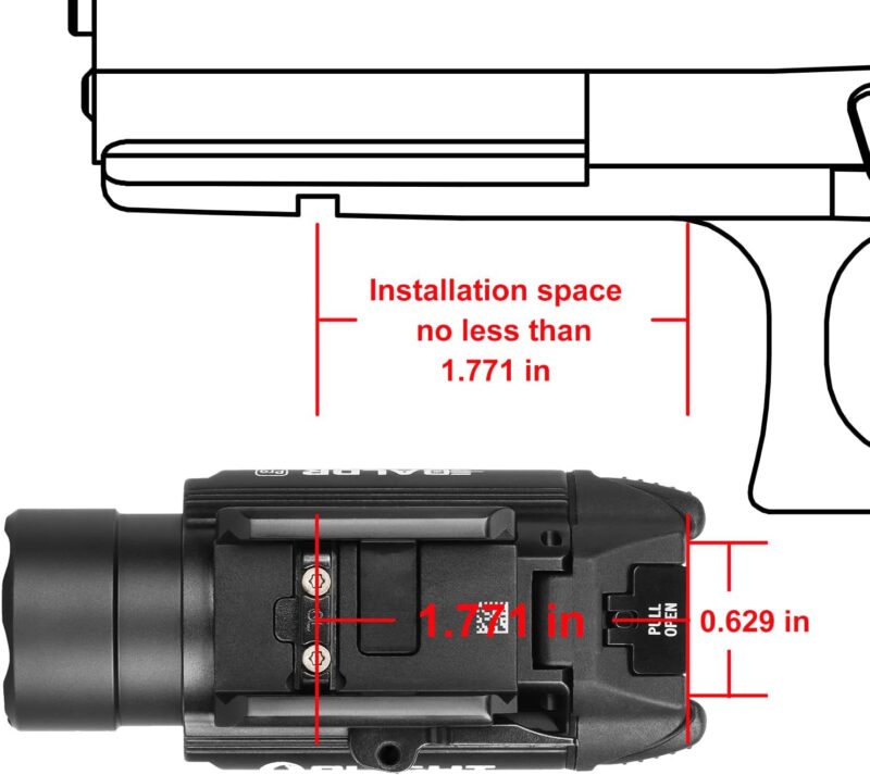 OLIGHT Baldr Pro 1350 Lumens Tactical Weaponlight with Green Light and White LED, 260 Meters Beam Distance Compatible with 1913 or GL Rail, Batteries Included(Black)