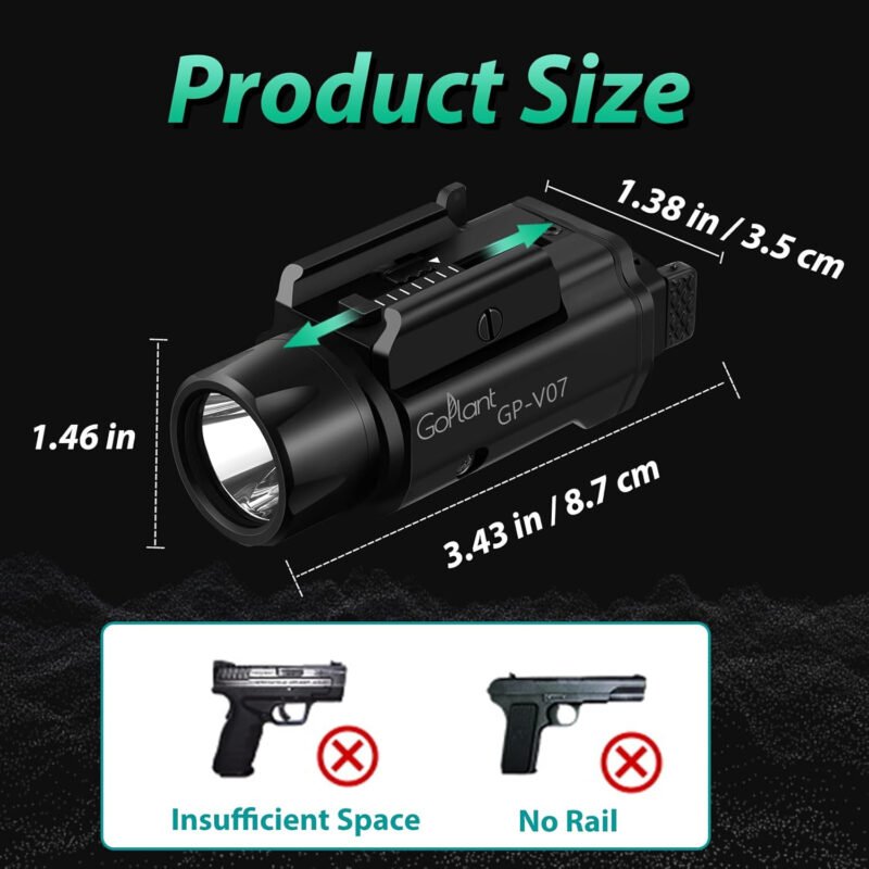 2250 Lumens Weapon Laser Light Combo – Adjustable Rail-Mounted Weapon Light Laser Flashlight, Aircraft-Grade Aluminum, Magnetic Rechargeable LED Strobe Tactical Gun Light Combo