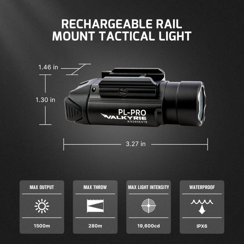 OLIGHT PL-Pro Valkyrie 1500 Lumens Rechargeable Weaponlight Rail Mount Tactical Flashlight with Strobe