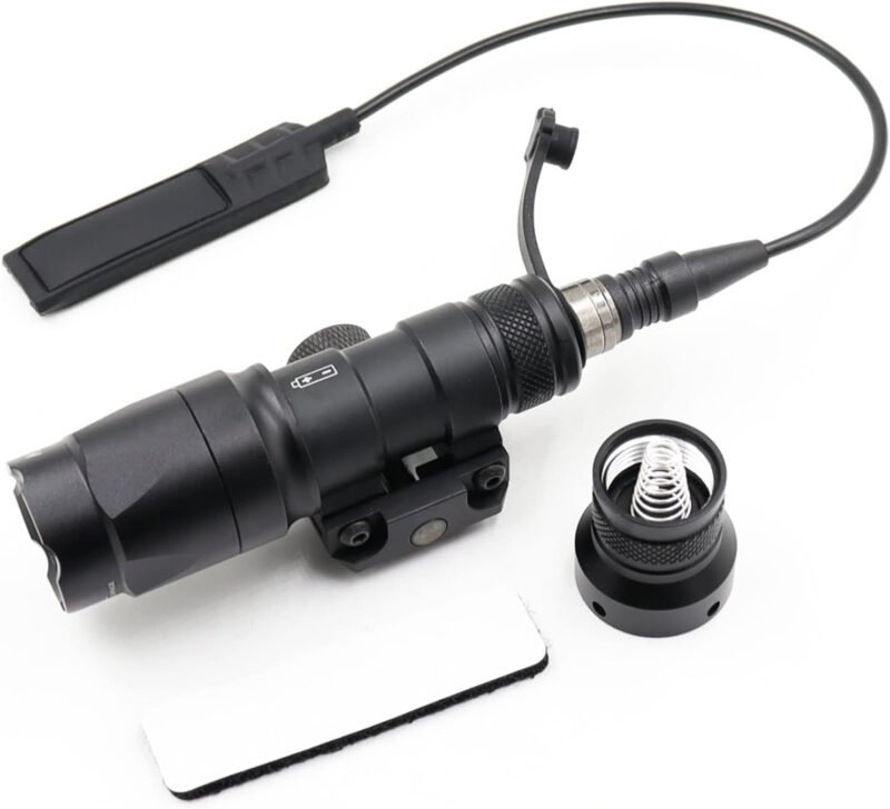 Tactical Picatinny Flashlight M300A Mini Light LED Whitelight with Strobe Weapon Light with Pressure Switch Tactical Flashlight 400 Lumens, Black
