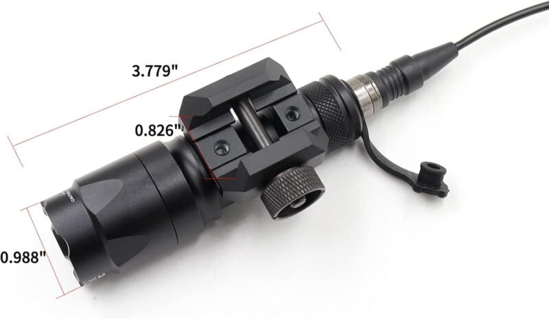 Tactical Picatinny Flashlight M300A Mini Light LED Whitelight with Strobe Weapon Light with Pressure Switch Tactical Flashlight 400 Lumens, Black