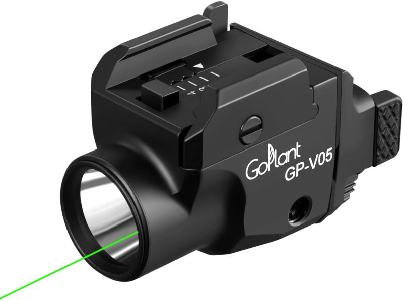 1500 Lumens Compact Weapon Laser Light, Aircraft Grade Aluminum Pistol Light, Adjustable Rail-Mounted Handgun Light and Green Laser Combo