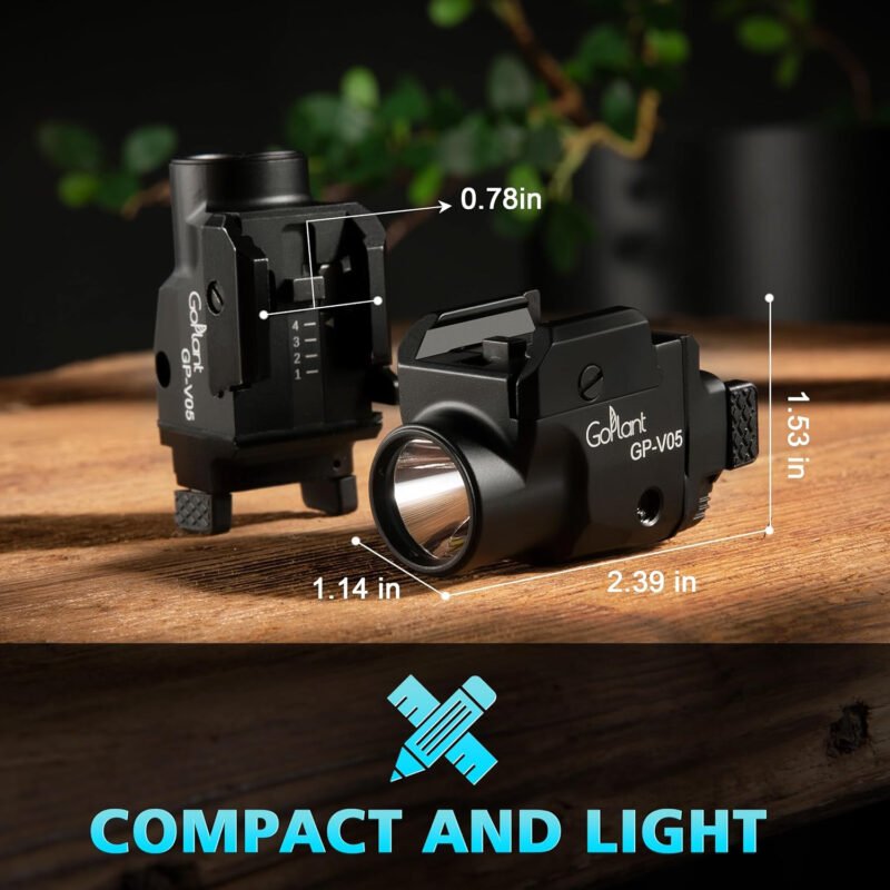 1500 Lumens Compact Weapon Laser Light, Aircraft Grade Aluminum Pistol Light, Adjustable Rail-Mounted Handgun Light and Green Laser Combo