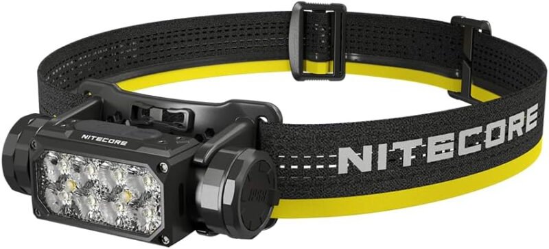 Nitecore HC65 UHE Headlamp, 2000 Lumen Heavy Duty Metal, USB-C Rechargeable with White, Red, and Reading Lights for Camping, Hiking, Hunting, and Industrial Works with LumenTac Organizer (Black)