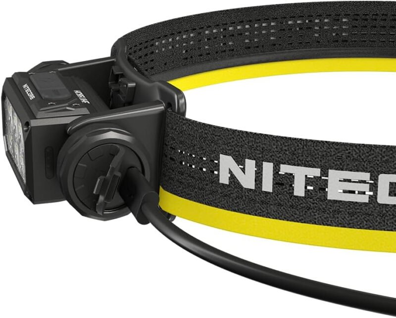 Nitecore HC65 UHE Headlamp, 2000 Lumen Heavy Duty Metal, USB-C Rechargeable with White, Red, and Reading Lights for Camping, Hiking, Hunting, and Industrial Works with LumenTac Organizer (Black)