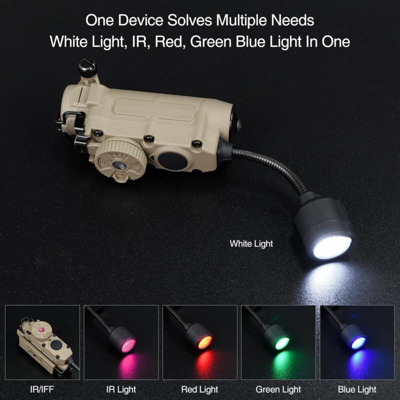 5 in 1 Tactical Helmet Light Military with IR + Red/Green/Blue +White LED Task Lamp,  Survival Signal Light with Helmet Light Mount for Helmet Molle Belt System