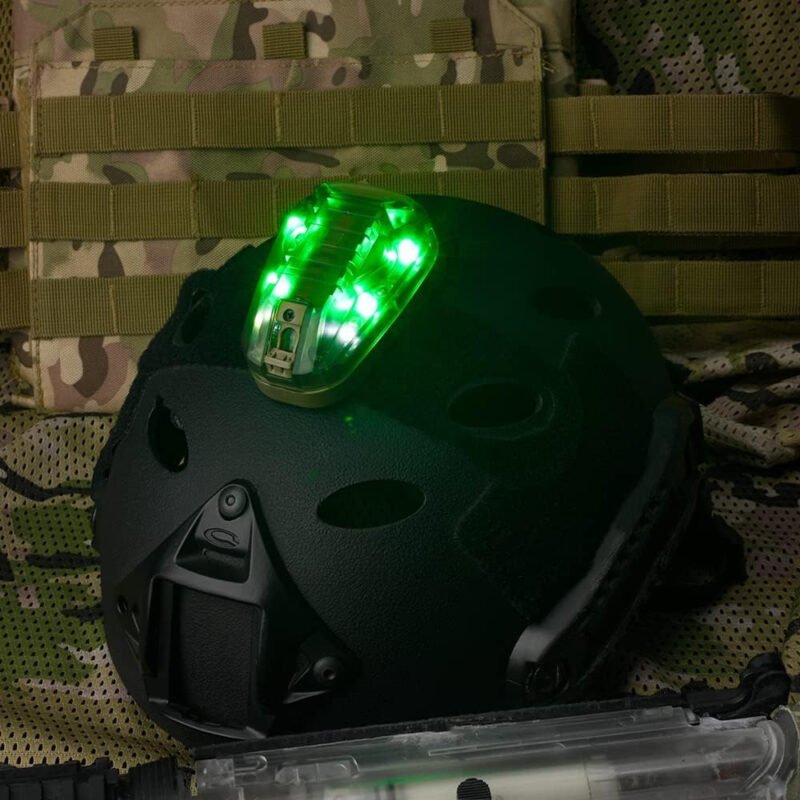 NOBUHIRO Tactical Helmet Light Military Identification Light, Optional 4 Modes Visible LED + IR Constant-on/Strobe Waterproof Ladybird Lamp Survival Signal Light for Outdoor Sports