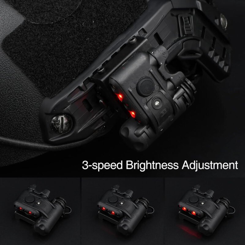 Tactical Helmet Light Military with Red Light + White Task Lamp + IR Strobe Beacon, 5 LED Beads  Survival Signal Light with Helmet Light Mount for ARC/MICH Helmet/Guide Rail/Hat