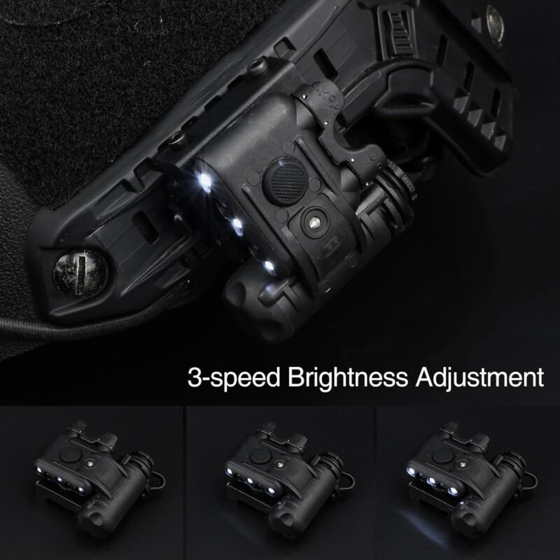 Tactical Helmet Light Military with Red Light + White Task Lamp + IR Strobe Beacon, 5 LED Beads  Survival Signal Light with Helmet Light Mount for ARC/MICH Helmet/Guide Rail/Hat
