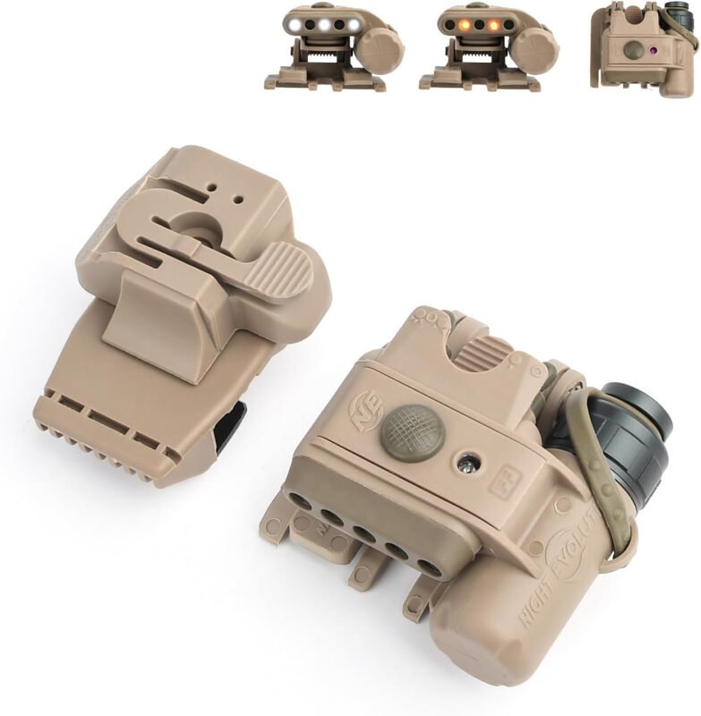 Tactical Helmet Light Military, Outdoor Survival Signal Light with Red Light+White Light+IR Strobe Beacon, with 2 Helmet Accessories for MICH Helmet/MOLLE System/Metal Surface