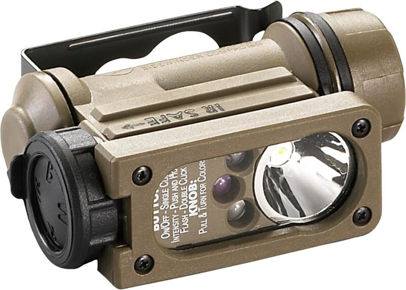 Streamlight 14531 Sidewinder 47-Lumens Compact II Aviation Flashlight with Helmet Mount, Headstrap, CR123A Lithium Battery, White, Green, Blue and IR LEDs