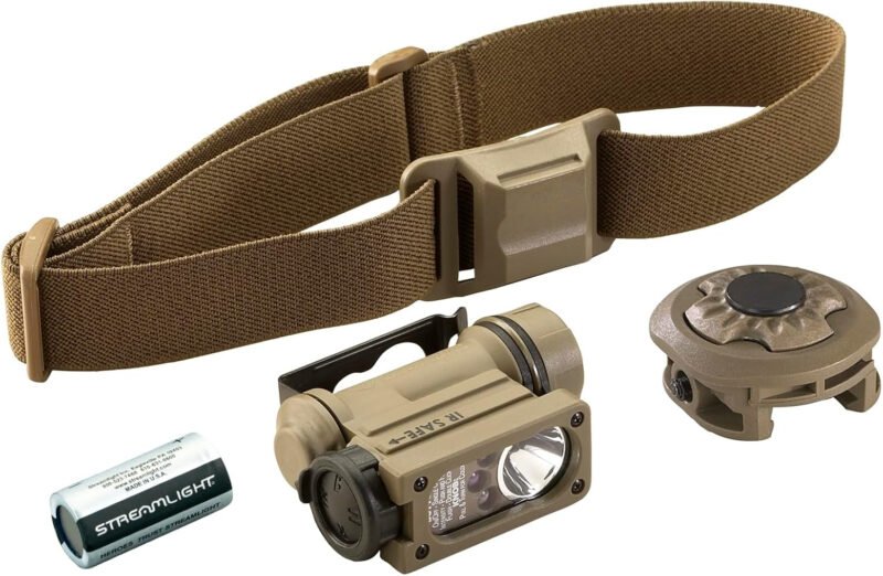 Streamlight 14531 Sidewinder 47-Lumens Compact II Aviation Flashlight with Helmet Mount, Headstrap, CR123A Lithium Battery, White, Green, Blue and IR LEDs