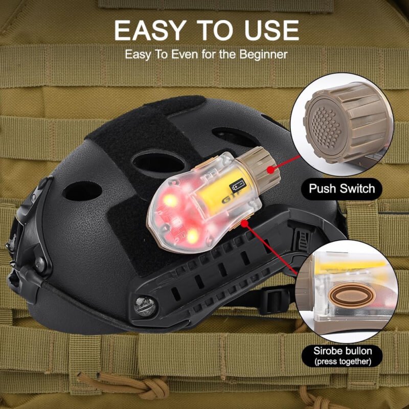 Tactical Helmet Light, Military Signal Light with Optional 5 Modes IR & Visible LED IFF Helmet Strobe for Outdoor Fast Rescue Adventure Light (DE-RED)