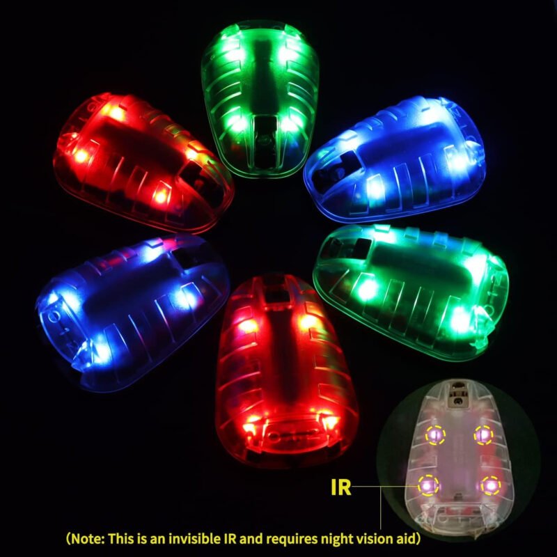 Tactical IR Strobe Helmet Light Military Signal Light with IR & Visible LED IFF Helmet Strobe, for Outdoor Fast Rescue Adventure Light (Brown Base-Red Light)