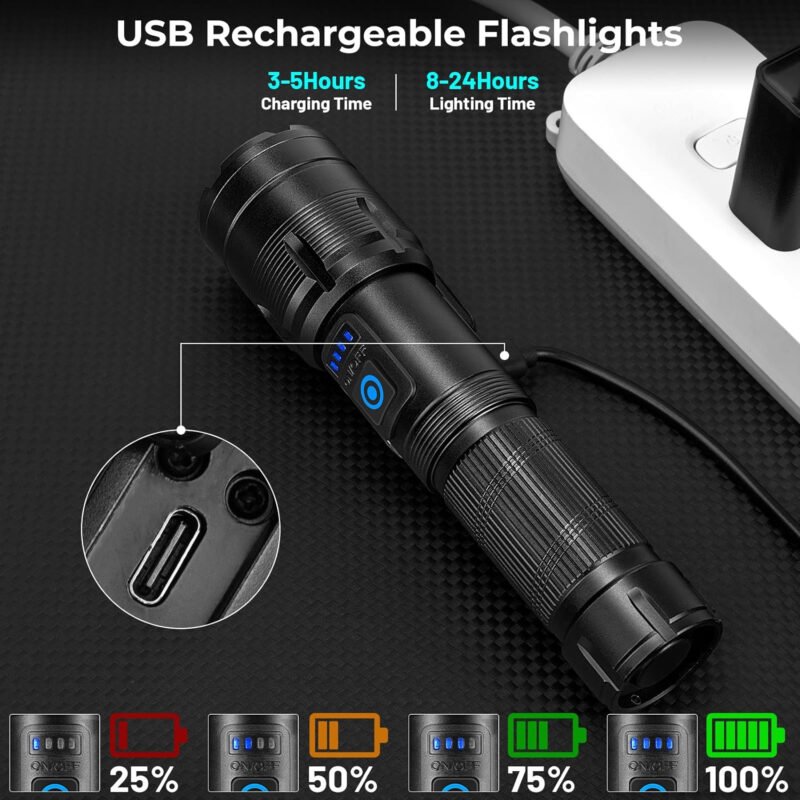 Rechargeable Flashlights High Lumens, 990,000 Lumen Super Bright Led Flash Light, Powerful Flashlight with 7 Modes, COB Light, IPX7 Waterproof for Camping, Emergencies