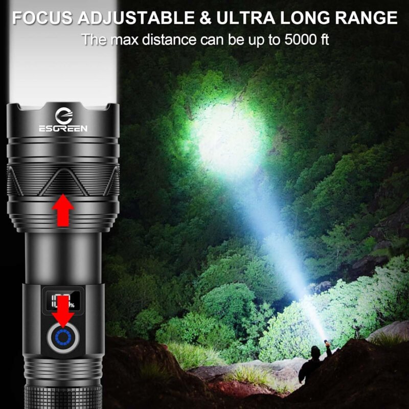 Rechargeable Flashlights 1000000 High Lumens, Long Range 5000ft, Super Bright LED Flashlight USB C, High Powerd Multi-functional Heavy Duty Strong Flash Light High Beam, For Emergency Security Camping