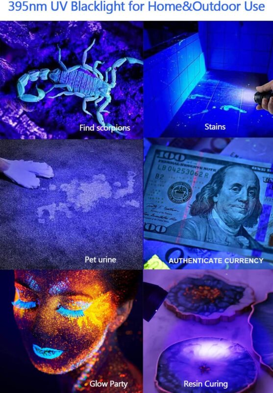 Black Light UV Flashlight Rechargeable, 3in1 Super Bright Tactical Flashlights LED UV Black Light &Redlight, 2000Lumen 7Modes, Zoomable, Waterproof Pocket Flashlight for Pet Stains Detection,Camping