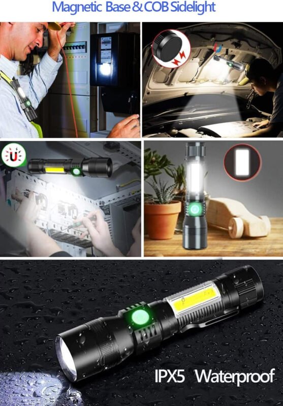 Black Light UV Flashlight Rechargeable, 3in1 Super Bright Tactical Flashlights LED UV Black Light &Redlight, 2000Lumen 7Modes, Zoomable, Waterproof Pocket Flashlight for Pet Stains Detection,Camping