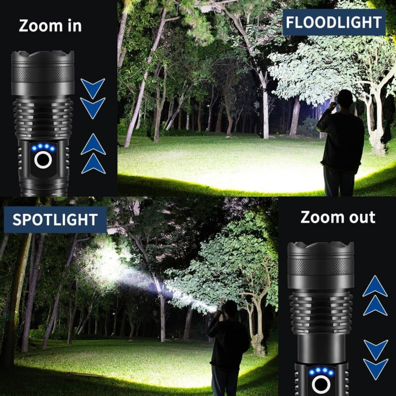 Flashlights High Lumens Rechargeable, 2Pack Rechargeable Flashlights, 990000lm Super Bright Flashlight, 5Mode Tactical Flashlights High Lumens, LED Flashlight High Powered, Waterproof Flash Light LED