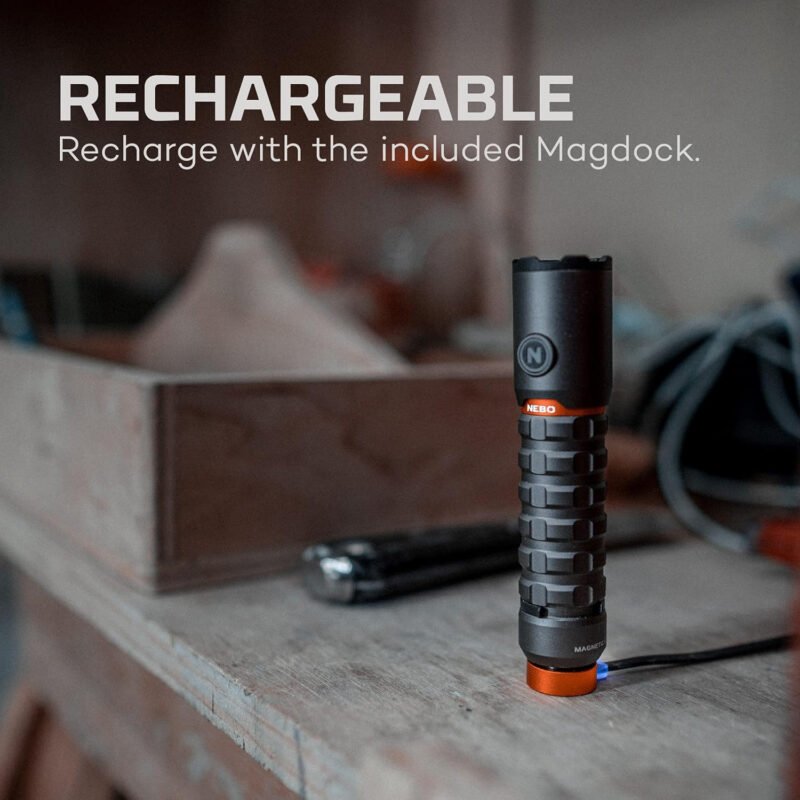 NEBO Redline Torchy 2K, 2000 Lumen Pocket, Rechargeable LED, Water & Impact Resistant Flashlight for EDC with Smart Power Control, Power Memory Recall, Removable Clip for Camping, Hunting, Hiking