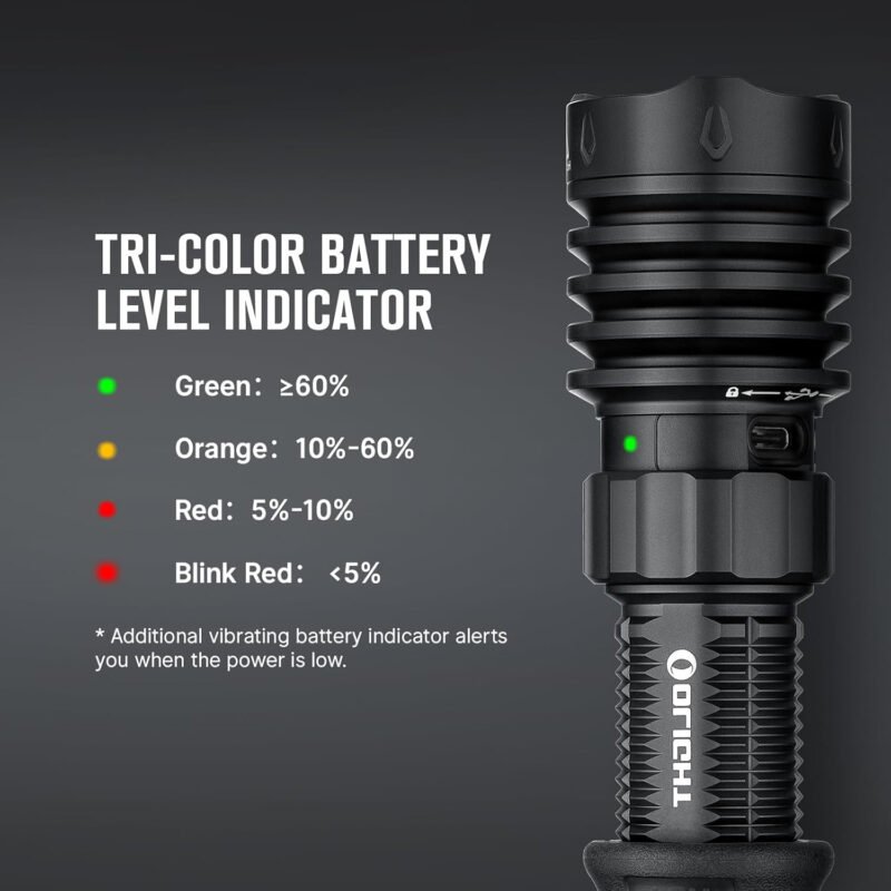 OLIGHT Warrior X 4 Rechargeable Tactical Flashlight 2,600 High Lumens with 630 Meters Long Range Thrower, Powerful Tail-Switch Light with USB-C Charging, Dual-Output for Daily (Black)