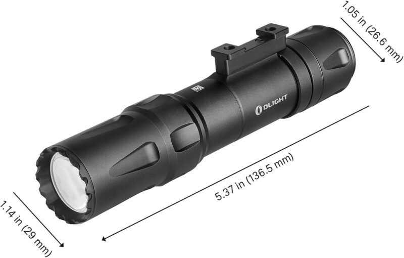 OLIGHT Odin 2000 Lumens Picatinny Rail Mounted Rechargeable Tactical Flashlight with Remote Pressure Switch, 300 Meters Beam Distance, Powered by Battery(Black)