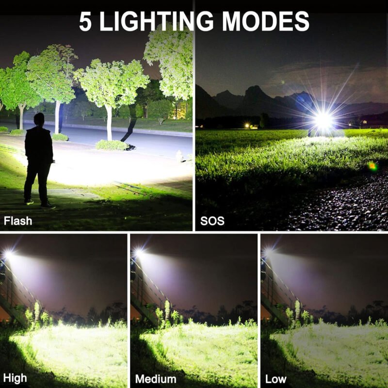 Flashlights High Lumens Rechargeable,XHP90.2 Super Bright LED Flashlight with Zoomable & 5 Modes & Waterproof for Outdoor/Indoor