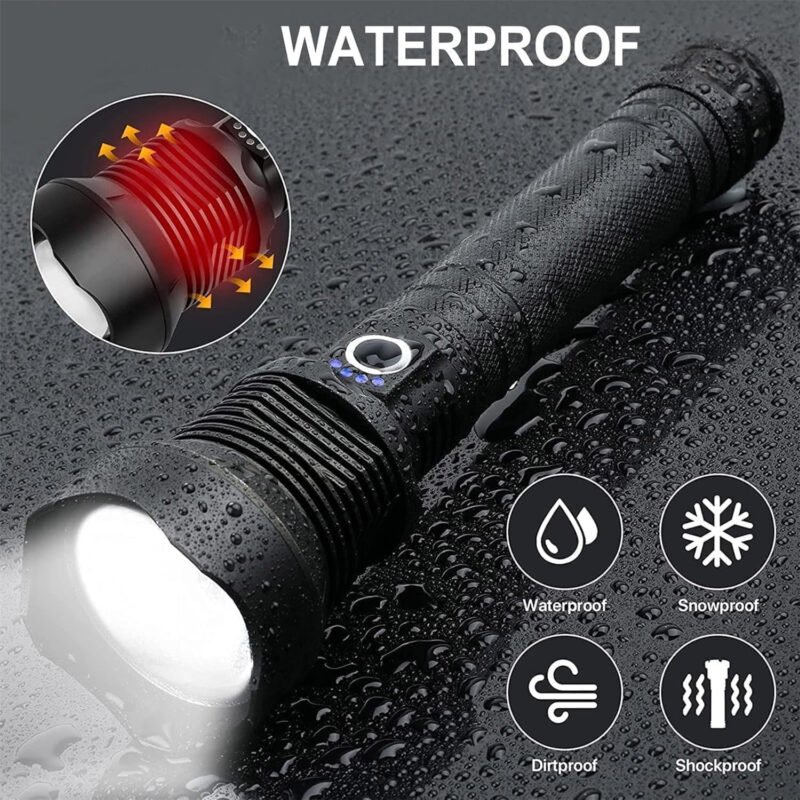 Flashlights High Lumens Rechargeable,XHP90.2 Super Bright LED Flashlight with Zoomable & 5 Modes & Waterproof for Outdoor/Indoor