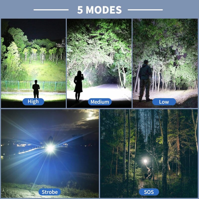 Rechargeable Flashlights High Lumens, 900000 Lumen Super Bright Flashlight, 2pack Led High Powered Flash Light, Flashlight for Home, Camping, 5 Modes/12h Run Time for Outdoor, IPX6 Waterproof