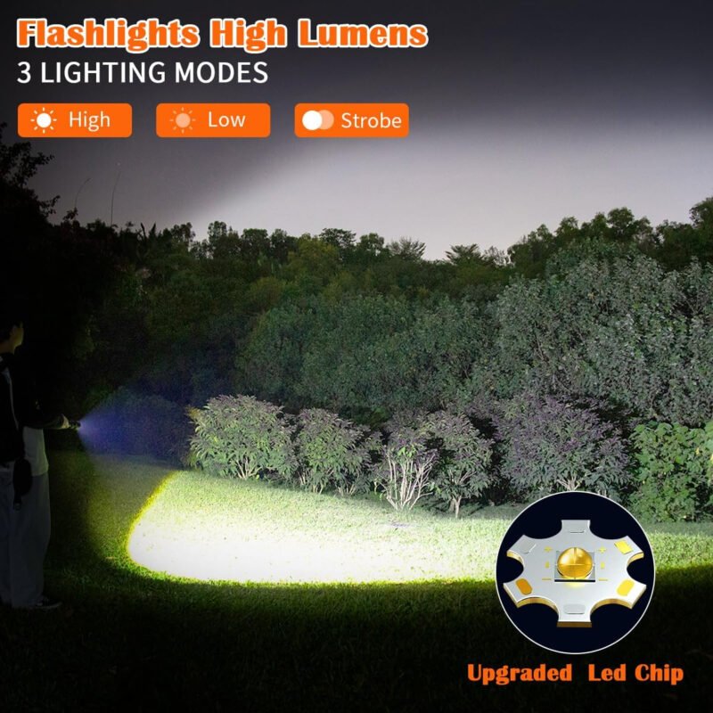 3Pack Rechargeable Flashlights, Tactical Flashlight High Lumens, Super Bright Flashlight, Mini Small Flashlights Powerful, LED Linterna Recargable, Pocket Handheld LED Flash Light for Home Emergency