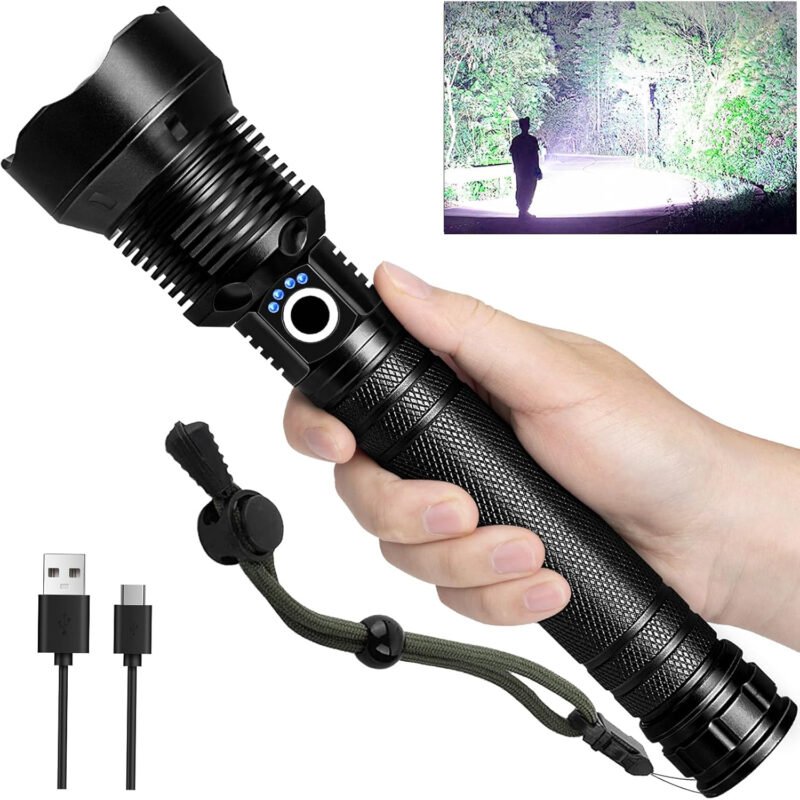 Rechargeable Flashlights 990, 000 High Lumens, Super Bright LED Flashlight Powerful with 10000mAh Capacity, 5 Modes Waterproof Flashlight Handheld Flash Lights for Home Camping Emergencies