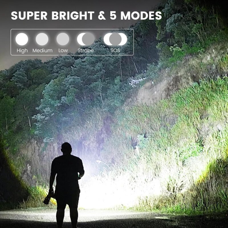 Rechargeable Flashlights 990, 000 High Lumens, Super Bright LED Flashlight Powerful with 10000mAh Capacity, 5 Modes Waterproof Flashlight Handheld Flash Lights for Home Camping Emergencies