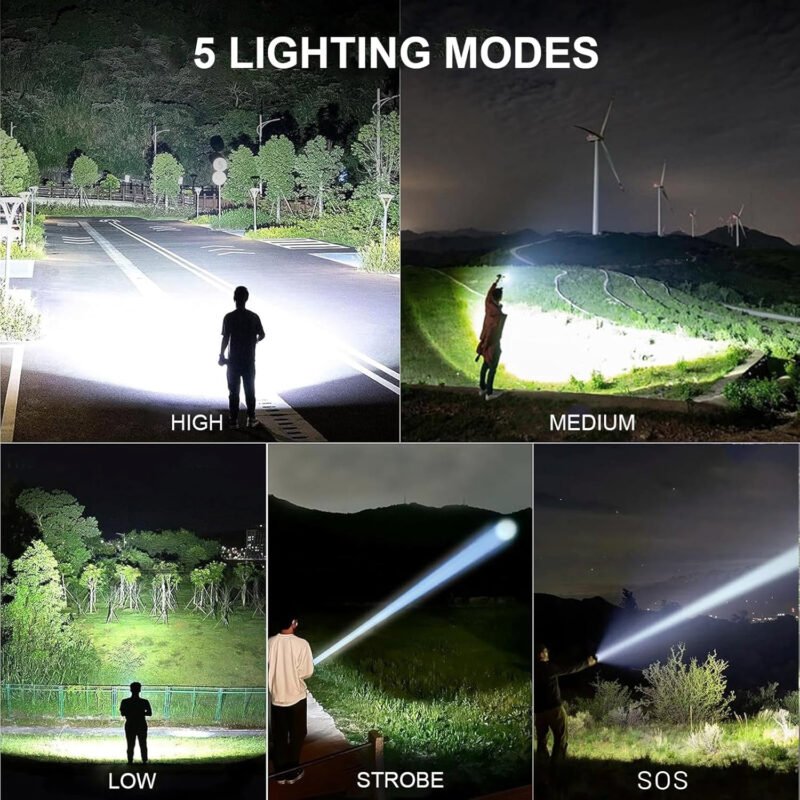 Rechargeable Flashlights 990, 000 High Lumens, Super Bright LED Flashlight Powerful with 10000mAh Capacity, 5 Modes Waterproof Flashlight Handheld Flash Lights for Home Camping Emergencies