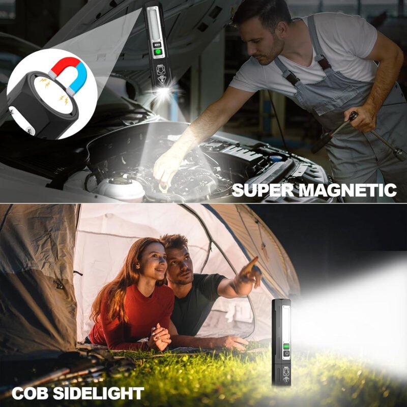 Banral Rechargeable Flashlights High Lumens – 20,000LM Super Bright Small Pocket Magnetic Flashlight, 8 Modes LED Tactical Flash Light, Dual Button Powerful Flashlight for Camping (2, Pure Black)