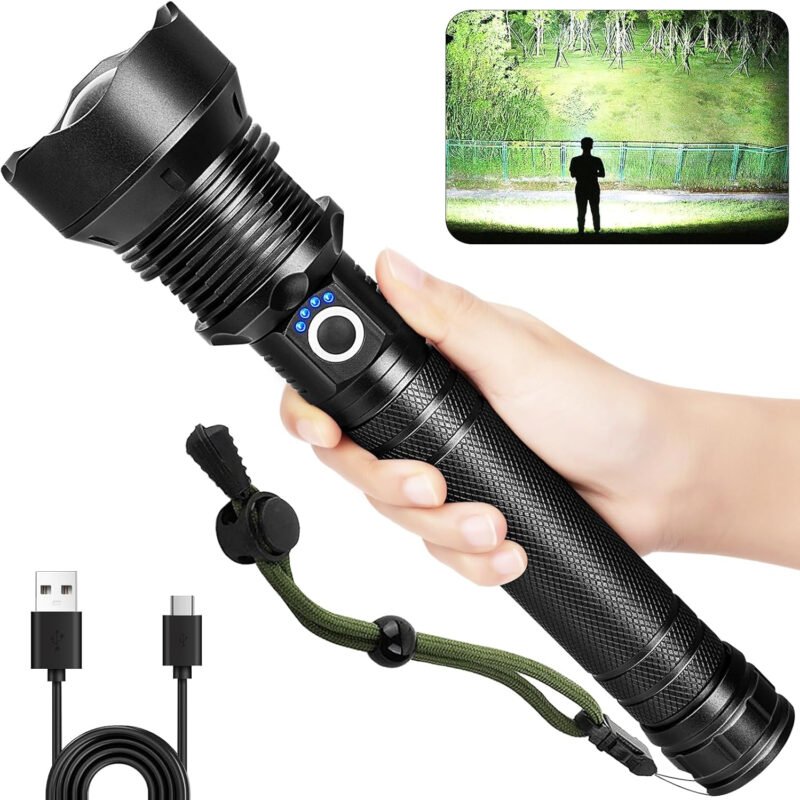 Cinlinso Flashlights High Lumens Rechargeable, 990,000 Lumens Super Bright Led Flashlight, Flash Light with 5 Modes, IPX6 Waterproof, Handheld Powerful Flashlight for hu∩ting, Camping, Emergencies