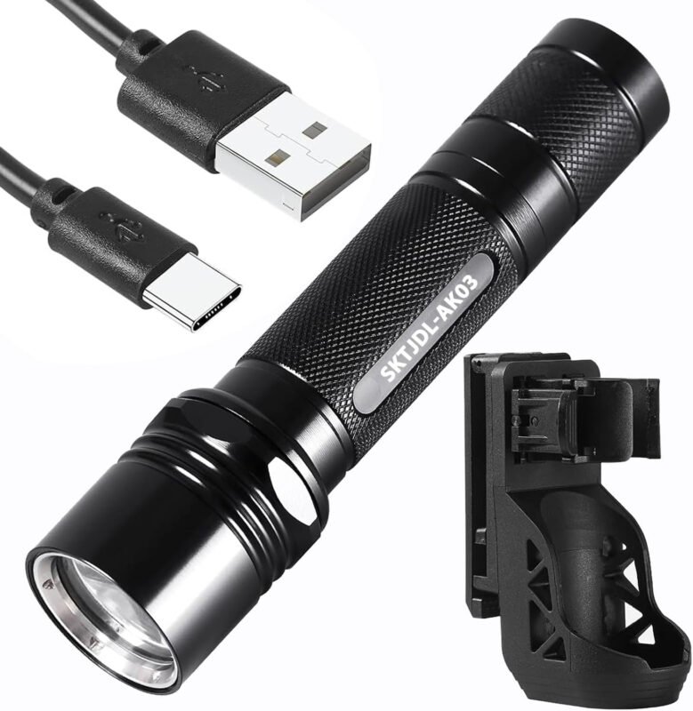 Police Flashlight with Holster for Duty Belt,Tactical Flashlight 1200 High Lumens Law Enforcement Flashlights with Belt Holder